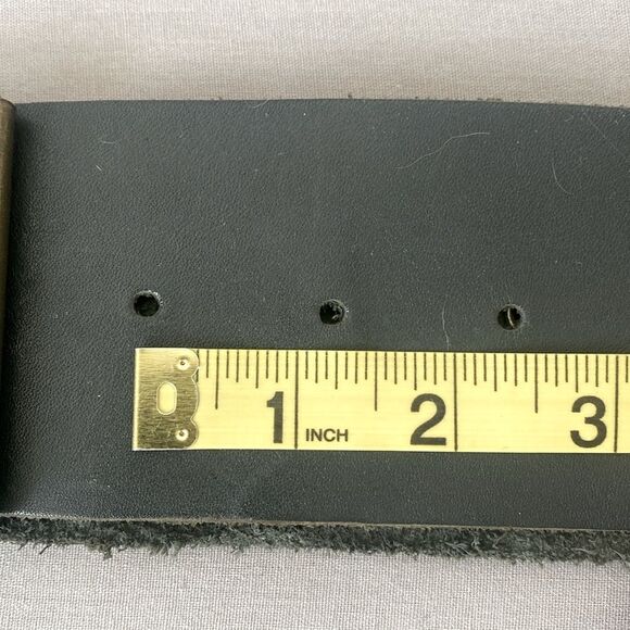 Black 3”W Silver Studded Leather Belt sz M Moto, Boho, Festival Modern Emo Goth - Picture 9 of 14